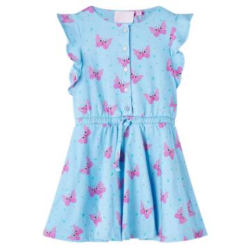 Kids' Sleeveless Blue Dress with Buttons - Size 128