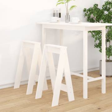 Stools 2 pcs White Solid Pine Wood - 40x40x75 cm