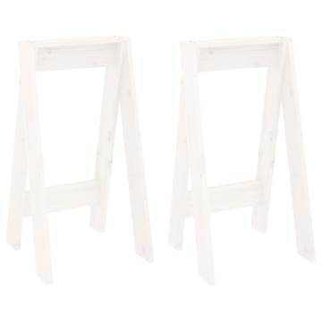 Stools 2 pcs White Solid Pine Wood - 40x40x75 cm