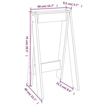 Stools 2 pcs White Solid Pine Wood - 40x40x75 cm