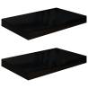 Stylish Floating Wall Shelves - High Gloss Black (2 pcs)