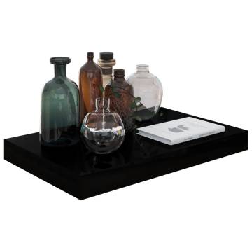 Stylish Floating Wall Shelves - High Gloss Black (2 pcs)