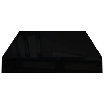 Stylish Floating Wall Shelves - High Gloss Black (2 pcs)