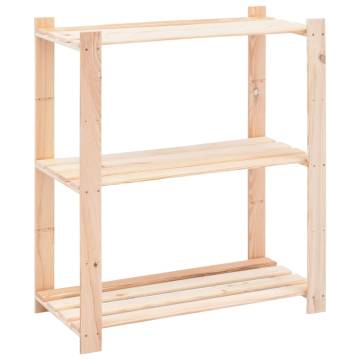 3-Tier Storage Racks - Solid Pinewood, 2 pcs, 150 kg Capacity