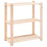 3-Tier Storage Racks - Solid Pinewood, 2 pcs, 150 kg Capacity