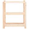 3-Tier Storage Racks - Solid Pinewood, 2 pcs, 150 kg Capacity