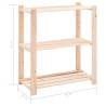 3-Tier Storage Racks - Solid Pinewood, 2 pcs, 150 kg Capacity