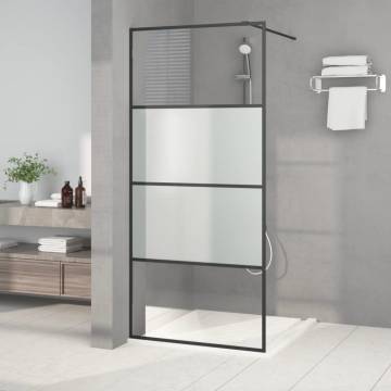 Modern Walk-in Shower Wall Black 90x195 cm - ESG Glass