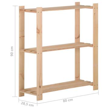 3-Tier Storage Rack - Solid Pinewood | Hipomarket UK