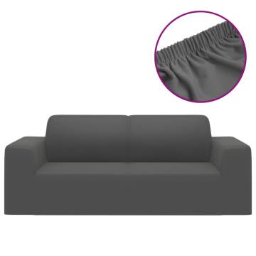 2-Seater Stretch Couch Slipcover - Anthracite Polyester Jersey