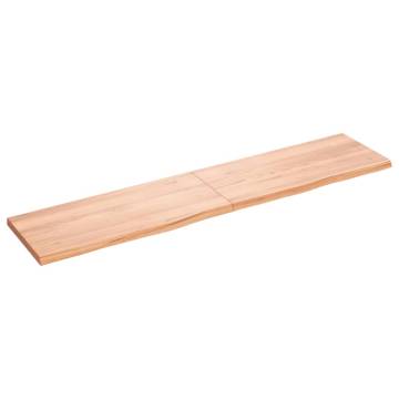 Rustic Wall Shelf in Solid Oak - Light Brown, 180x40 cm