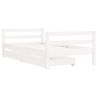 Kids Bed Frame with Drawers White 80x160 cm - Solid Pine Wood