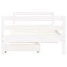 Kids Bed Frame with Drawers White 80x160 cm - Solid Pine Wood