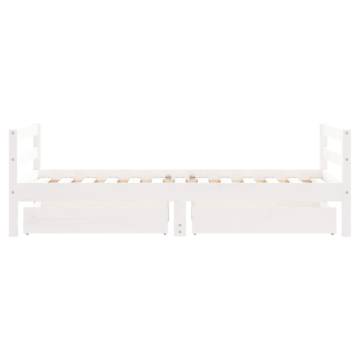 Kids Bed Frame with Drawers White 80x160 cm - Solid Pine Wood