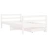 Kids Bed Frame with Drawers White 80x160 cm - Solid Pine Wood