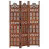 Hand carved 3-Panel Room Divider Brown 120x165 cm Solid Mango Wood Colour dark brown Number of 1 Number_of_Panels 3 