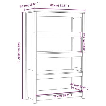 Book Cabinet Honey Brown 80x35x126 cm Solid Wood Pine