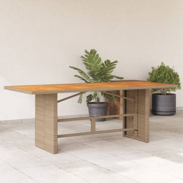 Garden Table with Acacia Wood Top - Beige 190x80 cm