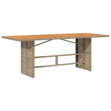 Garden Table with Acacia Wood Top - Beige 190x80 cm