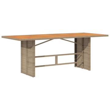 Garden Table with Acacia Wood Top - Beige 190x80 cm