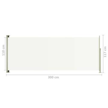 Patio Retractable Side Awning 117x300 cm - Cream | Hipo Market