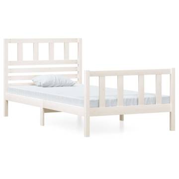 White Solid Wood Bed Frame 90x200 cm | Stylish & Sturdy