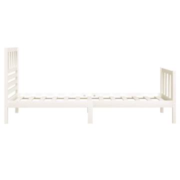 White Solid Wood Bed Frame 90x200 cm | Stylish & Sturdy