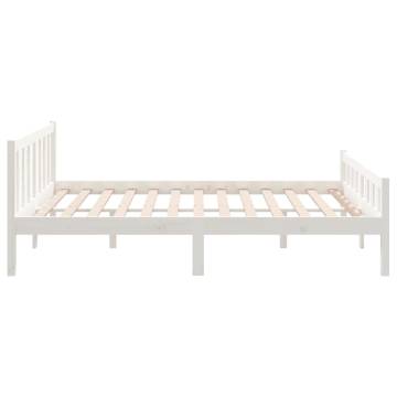 White Solid Wood Double Bed Frame 135x190 cm | HipoMarket