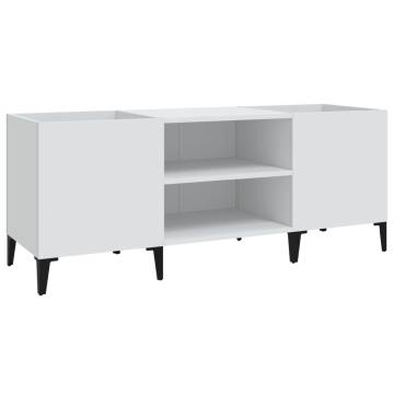 Stylish White Record Cabinet | 121x38x48 cm Engineered Wood