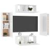 4 Piece High Gloss White TV Cabinet Set | Hipomarket