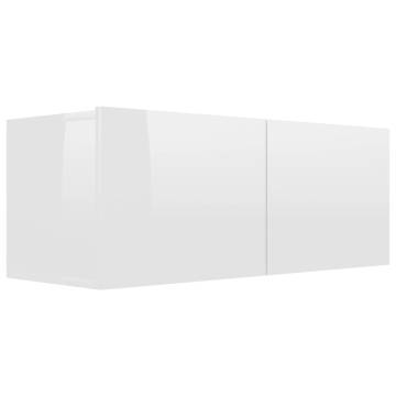 4 Piece High Gloss White TV Cabinet Set | Hipomarket