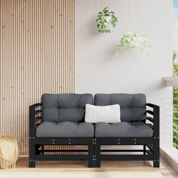 Corner Sofas with Cushions - Black Solid Pine Wood | HipoMarket