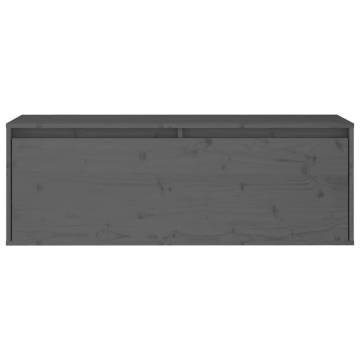 Wall Cabinet Grey 100x30x35 cm - Solid Pinewood Storage