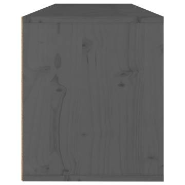 Wall Cabinet Grey 100x30x35 cm - Solid Pinewood Storage