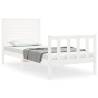 White Bed Frame with Headboard 90x200 cm - Solid Wood