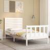 White Bed Frame with Headboard 90x200 cm - Solid Wood