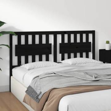 Stylish Black Solid Wood Pine Bed Headboard - 155.5x100 cm