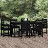 7 Piece Black Solid Wood Pine Garden Dining Set