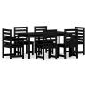 7 Piece Black Solid Wood Pine Garden Dining Set