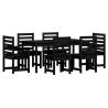 7 Piece Black Solid Wood Pine Garden Dining Set