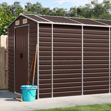 Garden Shed Brown 191x895x198 cm - Galvanised Steel Storage