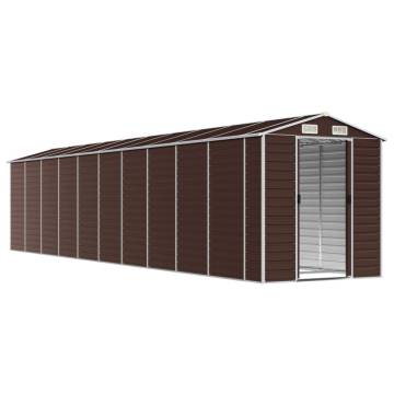 Garden Shed Brown 191x895x198 cm - Galvanised Steel Storage