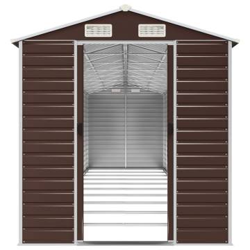 Garden Shed Brown 191x895x198 cm - Galvanised Steel Storage