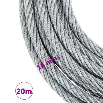 Wire Rope Cable 3200 kg 20 m - Heavy Duty Galvanised Steel