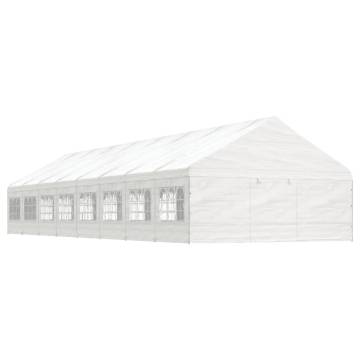 White Gazebo with Roof - 17.84x5.88m PE Shelter