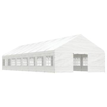 White Gazebo with Roof - 17.84x5.88m PE Shelter