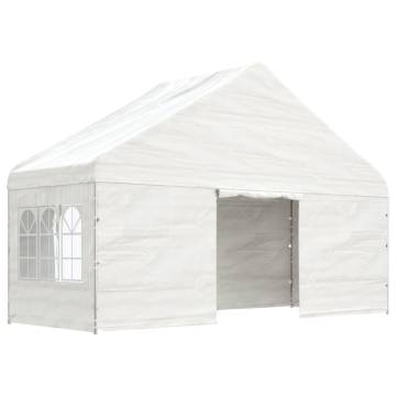 White Gazebo with Roof - 17.84x5.88m PE Shelter