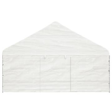 White Gazebo with Roof - 17.84x5.88m PE Shelter