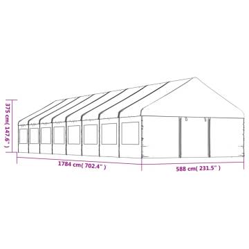 White Gazebo with Roof - 17.84x5.88m PE Shelter