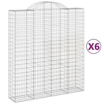 Arched Gabion Baskets - 6 pcs Galvanised Iron | Hipomarket UK